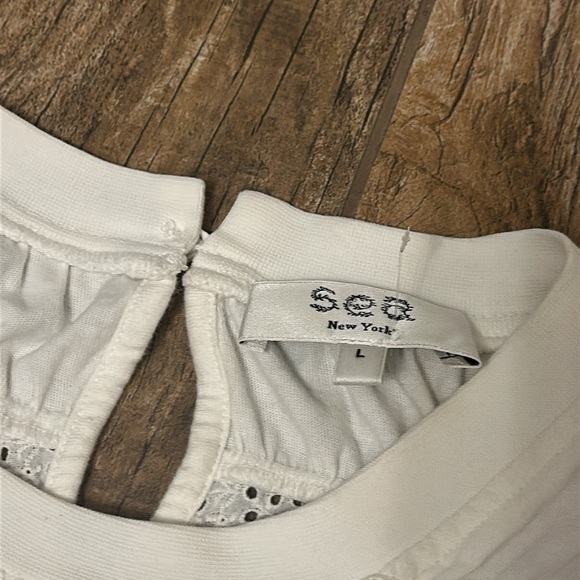 SEA New York Cream Rita Jersey Long Sleeve Smocked Top Sweatshirt large - Picture 5 of 9